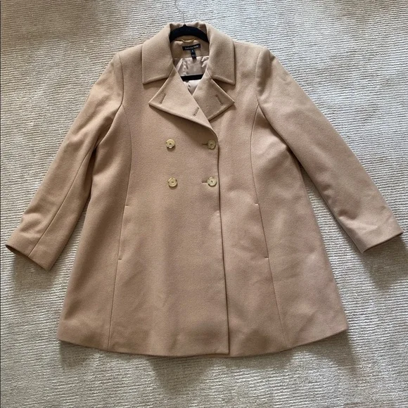 Isabella Oliver Maternity Camel Peacoat Pea Coat Double Breasted Size 12 - Picture 3 of 14